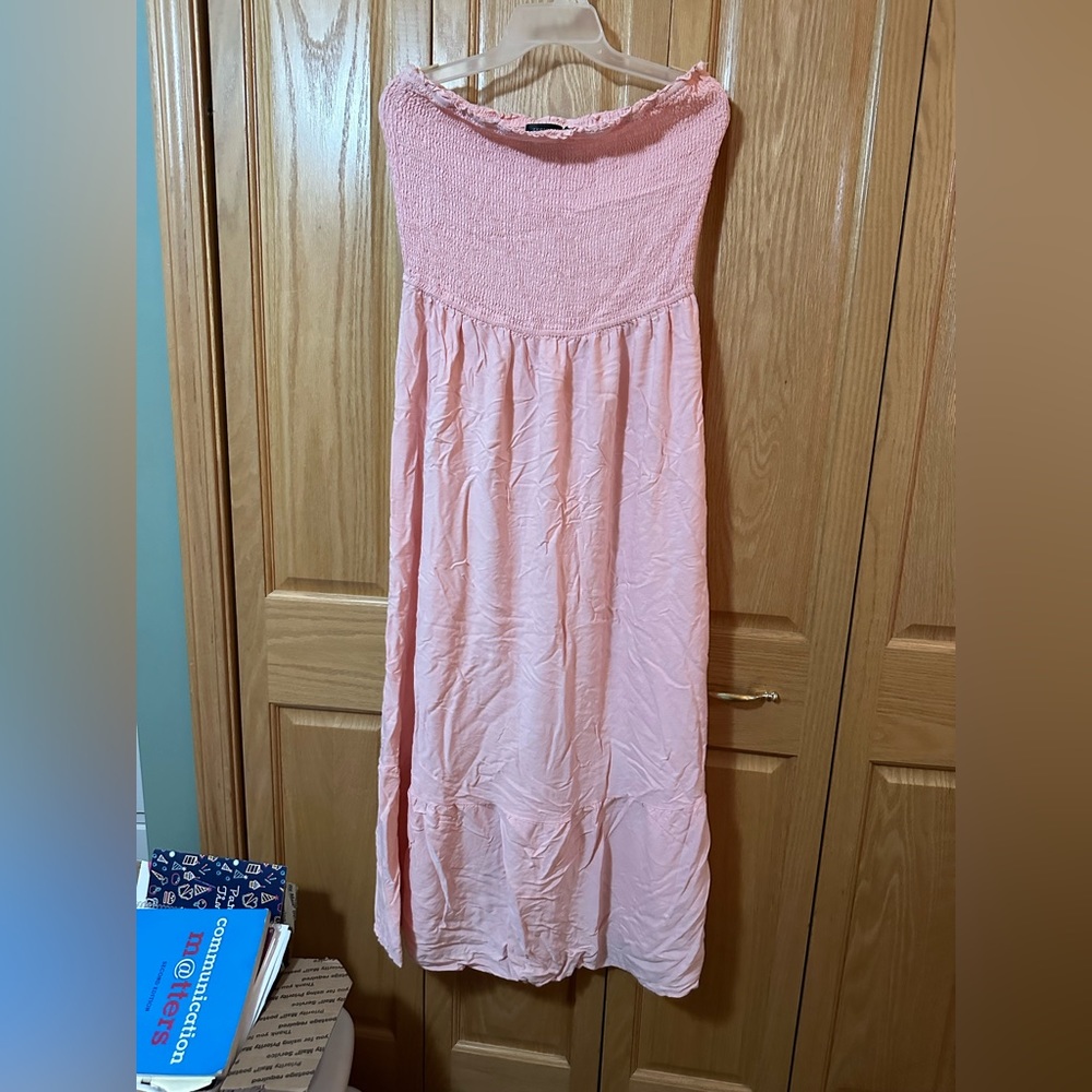 Print tube maxi dress- light pink size: 2xl